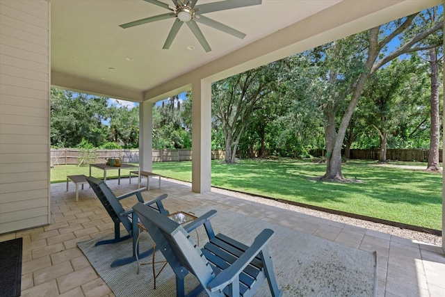 view of patio / terrace with ceiling fan