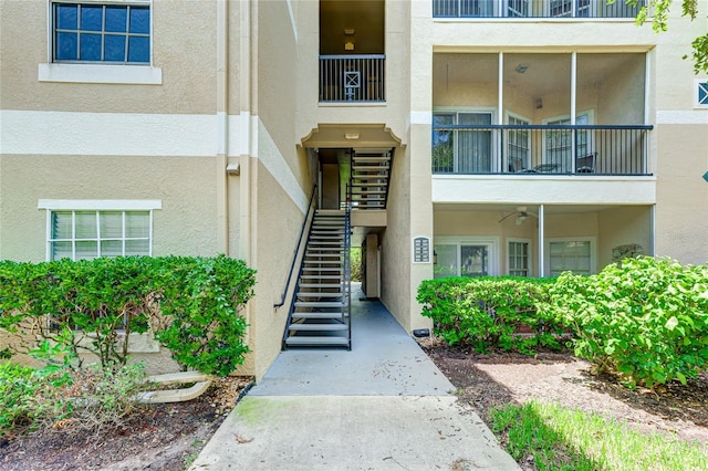 doorway to property featuring a balcony