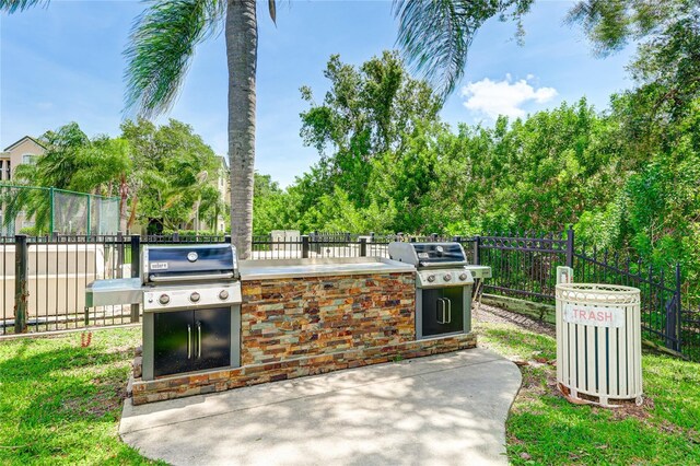 view of patio featuring area for grilling and an outdoor kitchen