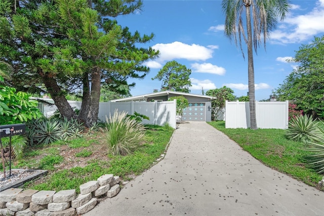 exterior space featuring a garage