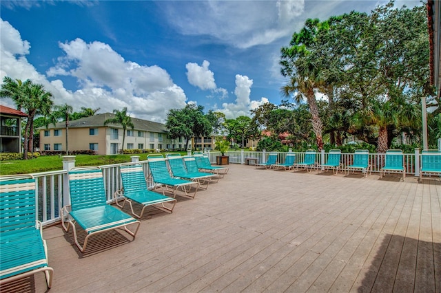 view of pool featuring a wooden deck