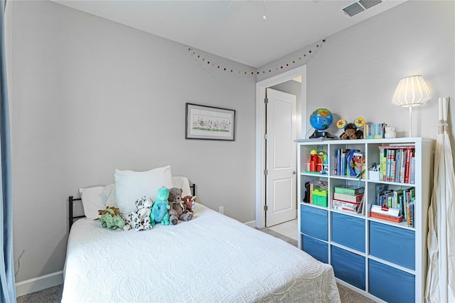 bedroom with carpet and ceiling fan