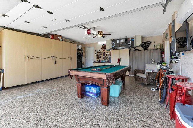 game room featuring ceiling fan and billiards