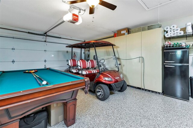 13791 Palmetto Point Ct, Port Charlotte, FL 33953 - garage featuring ceiling fan and a garage door opener