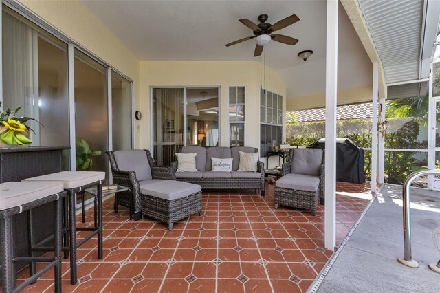 13791 Palmetto Point Ct, Port Charlotte, FL 33953 - sunroom / solarium featuring an outdoor hangout area and a ceiling fan