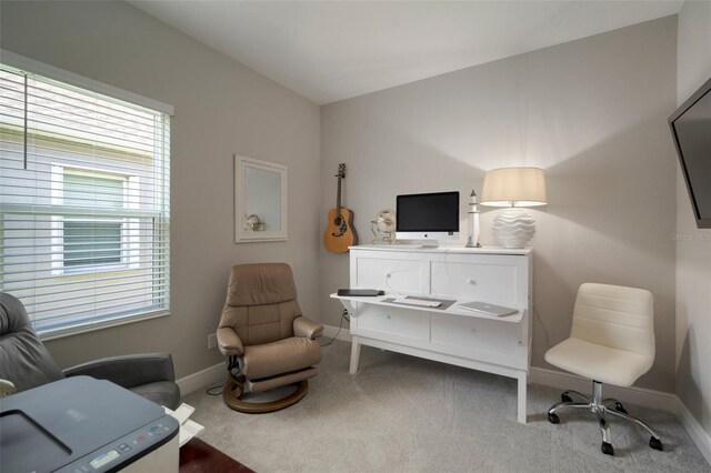 view of carpeted office space