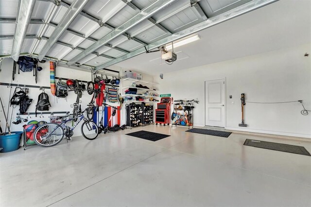 garage with a garage door opener