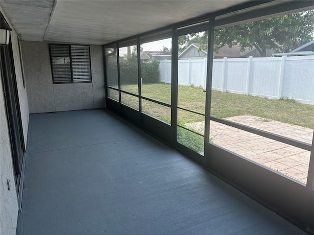 view of unfurnished sunroom