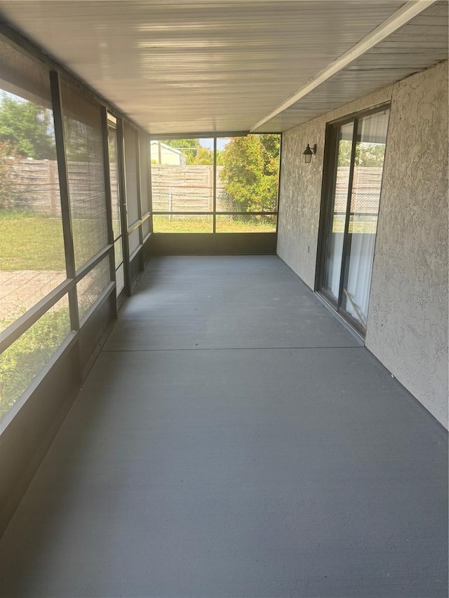 view of unfurnished sunroom