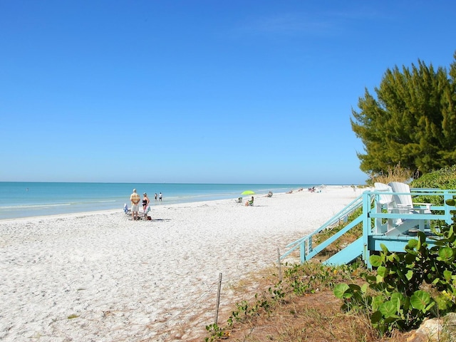 property view of water with a beach view