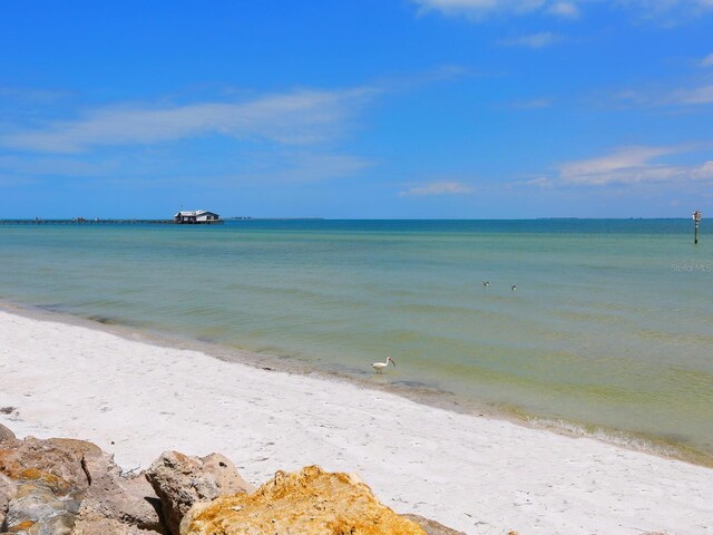 property view of water featuring a beach view