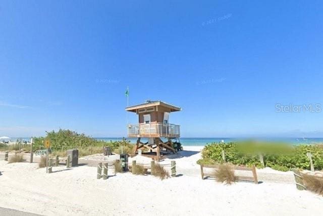 view of water feature with a view of the beach