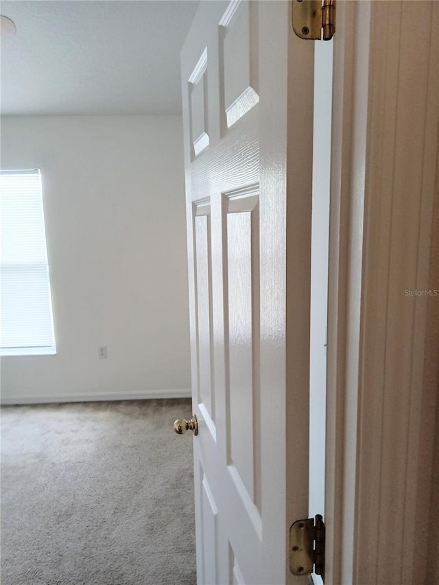 spare room featuring baseboards and carpet