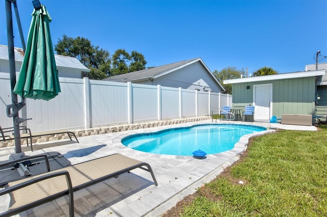 view of pool featuring a patio