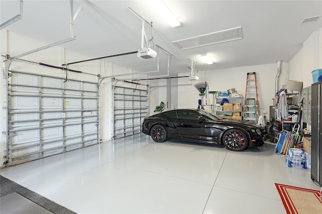 garage with a garage door opener