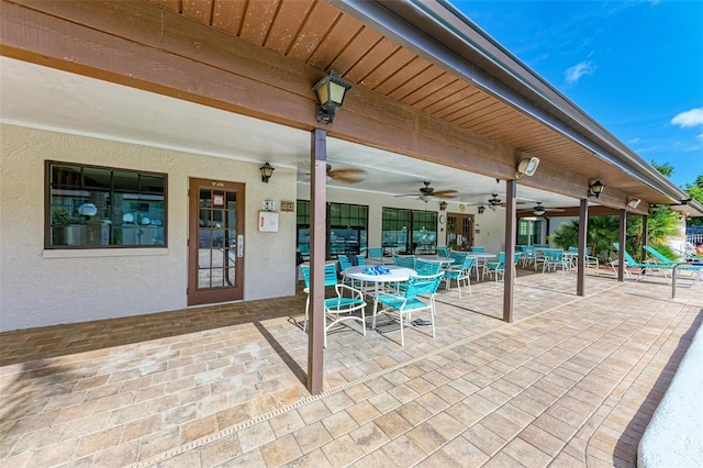 view of patio / terrace featuring ceiling fan