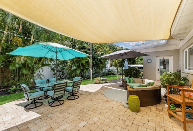 view of patio featuring an outdoor hangout area