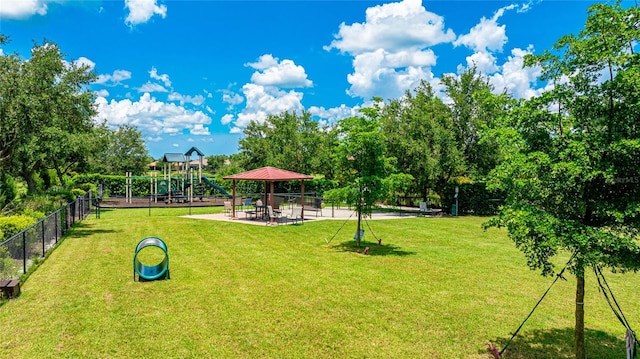 view of yard with a playground