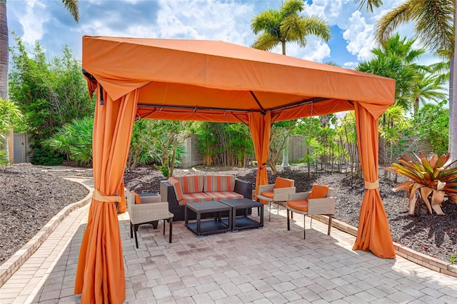 view of patio featuring a gazebo