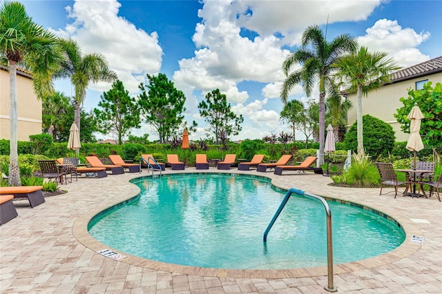 view of pool featuring a patio area