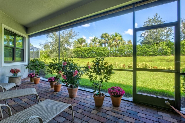 view of unfurnished sunroom