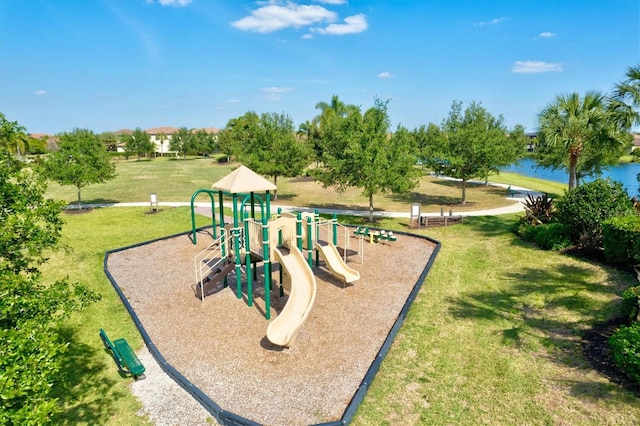 view of play area featuring a yard