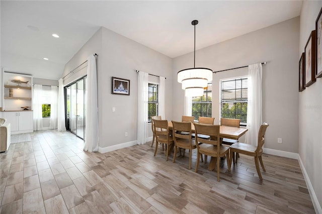 dining room featuring light hardwood / wood-style flooring and a healthy amount of sunlight