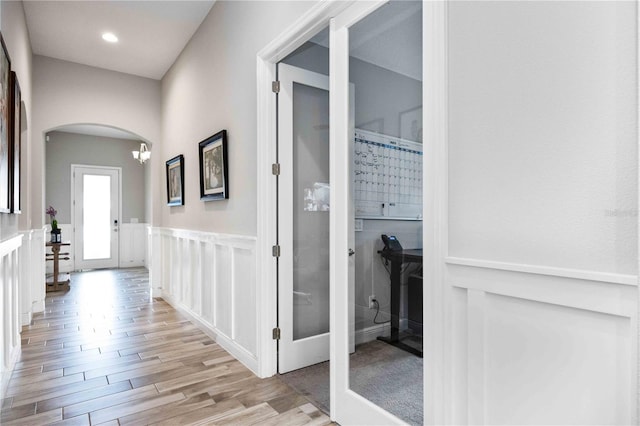 corridor featuring light hardwood / wood-style flooring