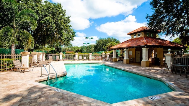 view of pool featuring a patio