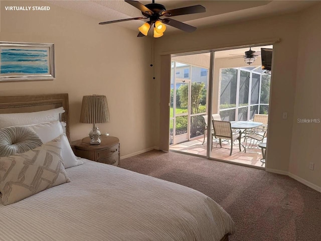 carpeted bedroom featuring access to exterior