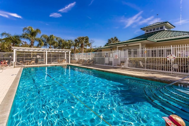 community pool with fence