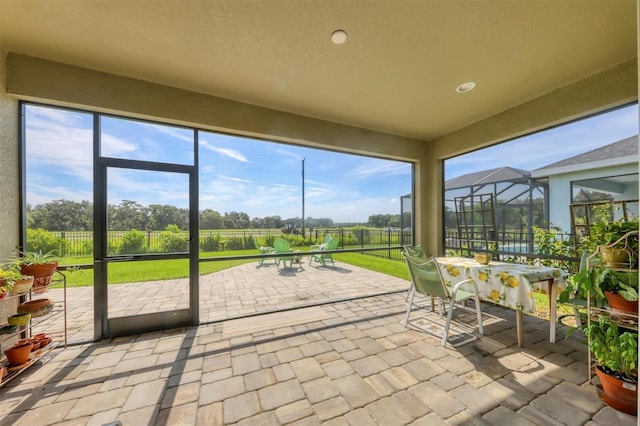 view of unfurnished sunroom