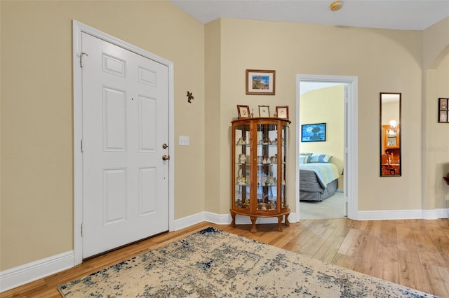 foyer entrance featuring light wood-type flooring