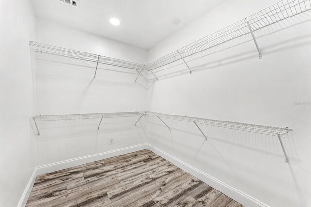 spacious closet with hardwood / wood-style floors