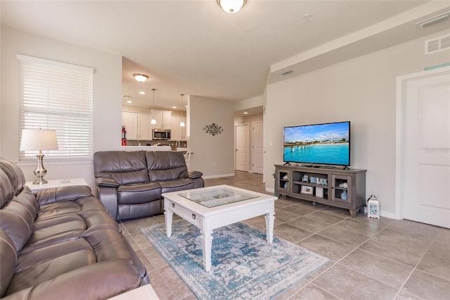 view of tiled living room