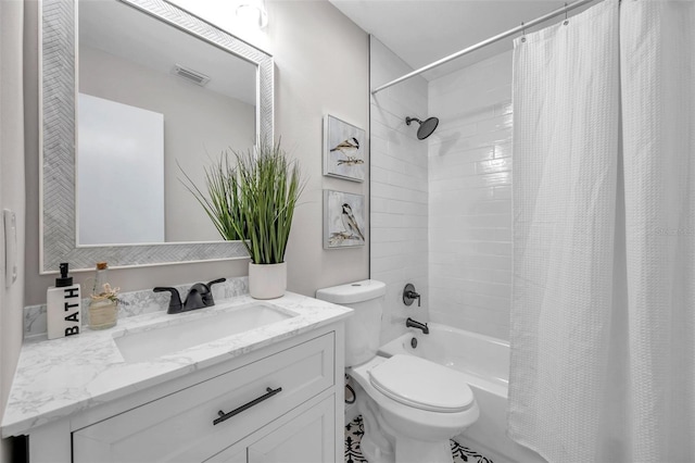 full bathroom featuring vanity, toilet, and shower / bath combo