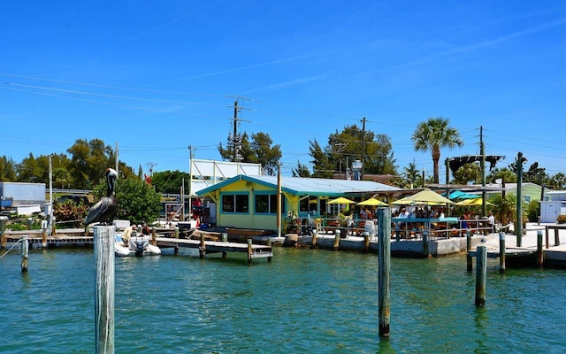 dock area featuring a water view