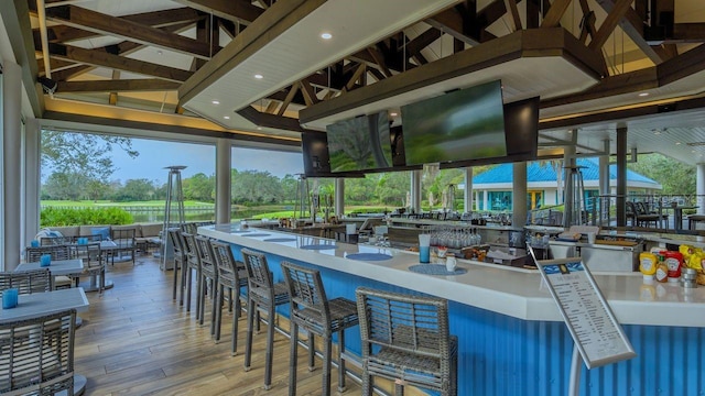 interior space featuring a gazebo and a bar