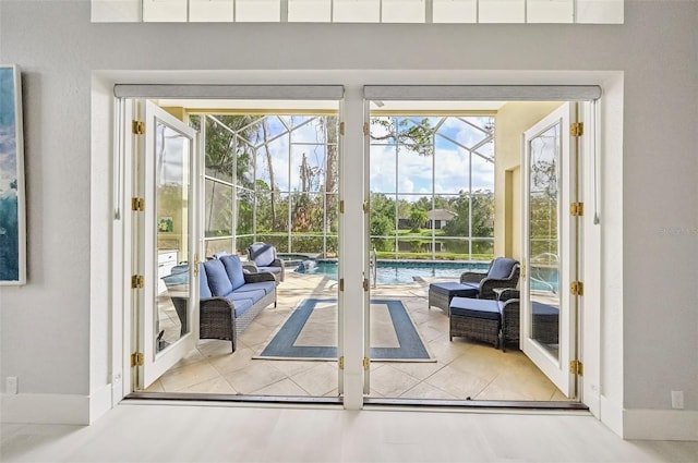 entryway featuring light tile patterned floors