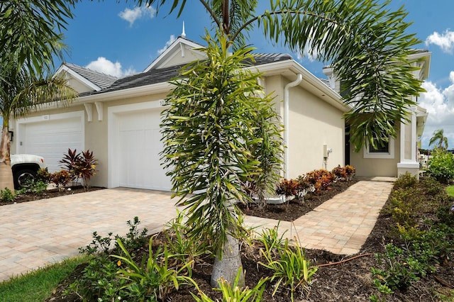 exterior space featuring a garage