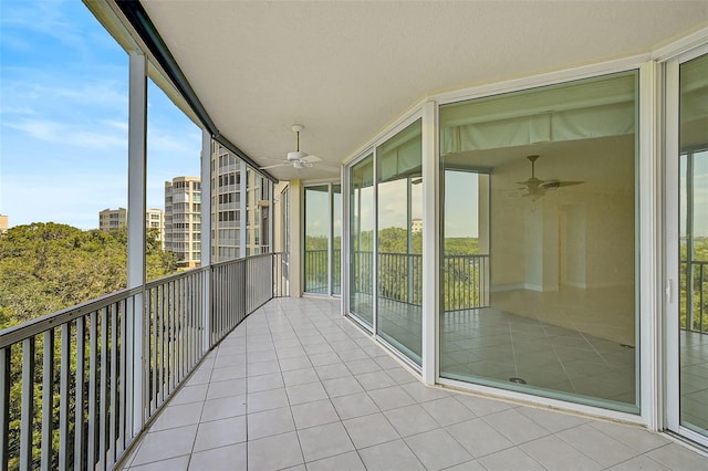 balcony with ceiling fan