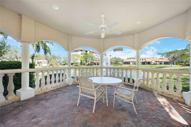 view of patio with ceiling fan