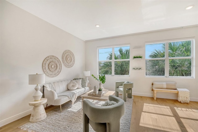 sitting room featuring light hardwood / wood-style flooring