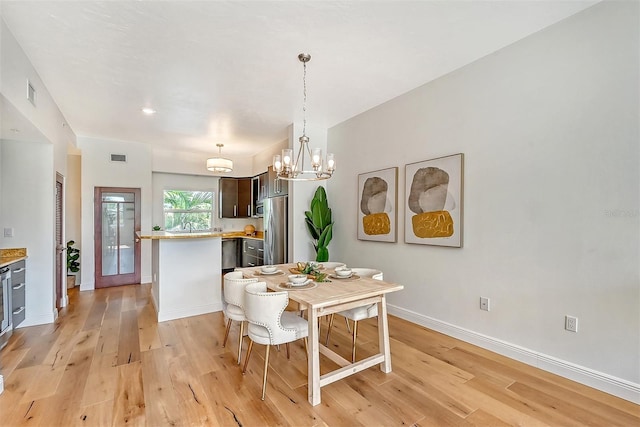 dining room featuring light wood-type flooring