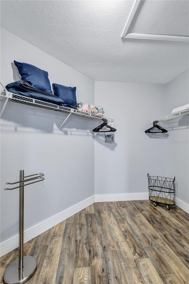 walk in closet featuring hardwood / wood-style flooring