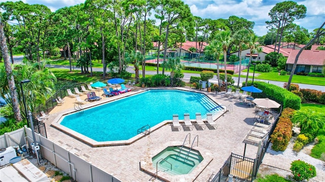 view of pool featuring a patio