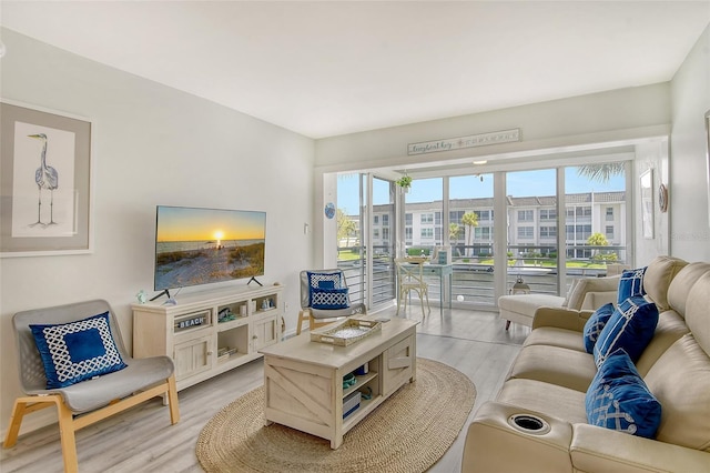 living room featuring light hardwood / wood-style floors