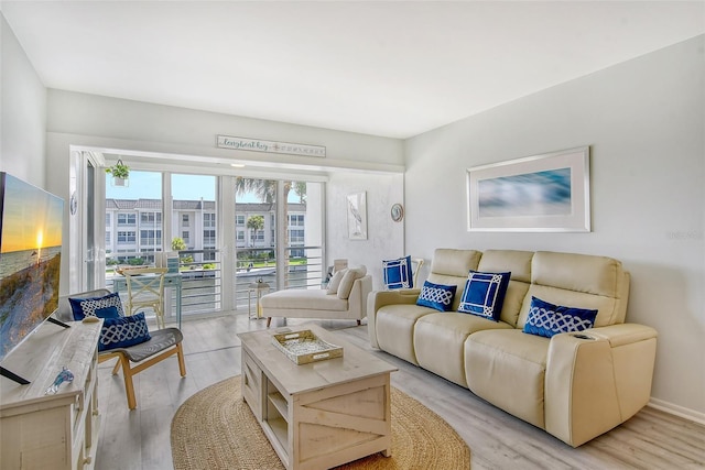 living room featuring light hardwood / wood-style flooring