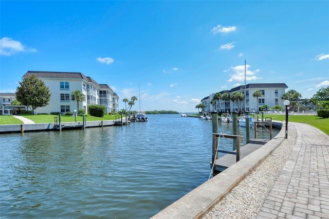 view of dock featuring a water view