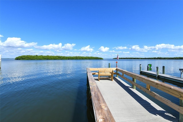 view of dock featuring a water view